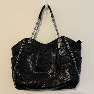 Michael Kors Black Snake Print Shoulder Bag
